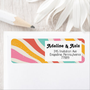 Étiquette Mariage Coloré Rétro Groovy 70s