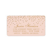 Étiquette Mariage Confetti rose et or (Devant)