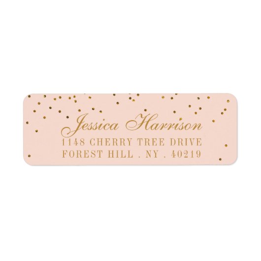 Étiquette Mariage Confetti rose et or (Devant)