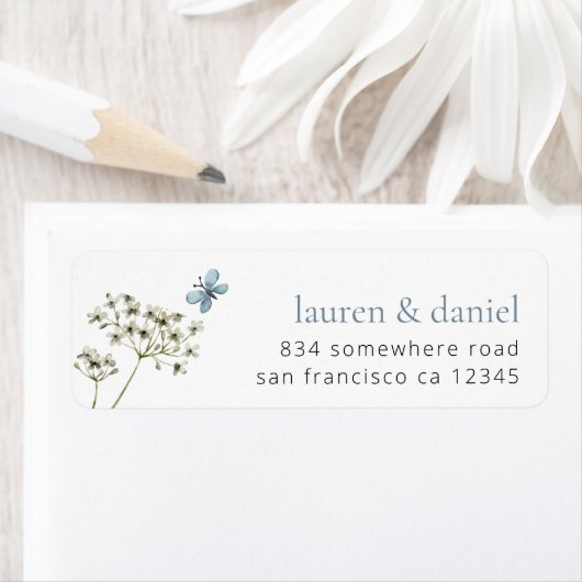 Étiquette Mariage d'adresse de retour des noms de Fleur sauv (En situation)