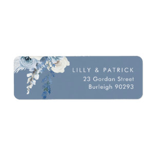 Étiquette Mariage d'adresse de retour moderne Dusty Blue