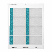 Étiquette Mariage damassé turquoise (Feuille entière)