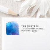 Étiquette Mariage d'aquarelle bleu (En situation)