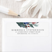 Étiquette Mariage d'aquarelle bleu Bourgogne et marine (En situation)