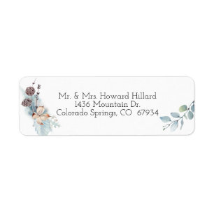 Étiquette Mariage d'aquarelle de feuillage d'hiver