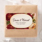 Étiquette Mariage d'aquarelle florale de Bourgogne (En situation)