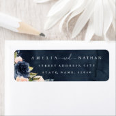 Étiquette Mariage d'aquarelle florale Gold Navy (En situation)