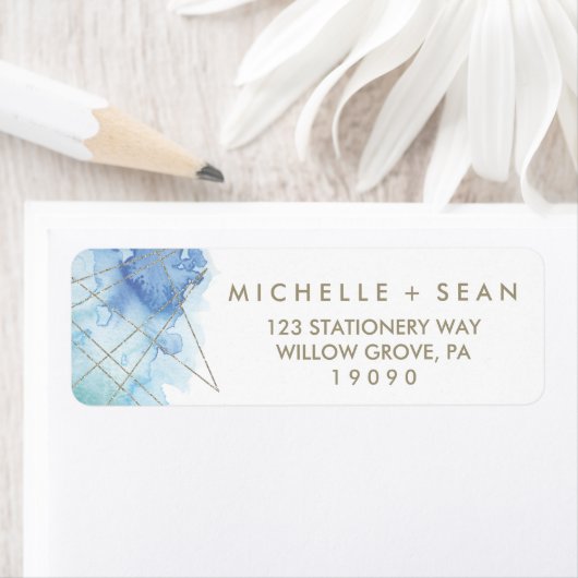 Étiquette Mariage d'aquarelle géométrique (En situation)