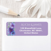 Étiquette Mariage d'aquarelle romantique bleu violet (En situation)