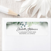 Étiquette Mariage d'aquarelle verdoyante et d'eucalyptus (En situation)