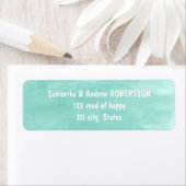 Étiquette Mariage d'aquarelle vert aqua moderne (En situation)