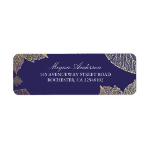 Étiquette Mariage de automne de feuille de marine et d'or