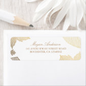 Étiquette Mariage de automne Feuille blanc et or (En situation)