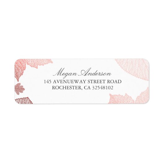 Étiquette Mariage de automne Feuille blanc et Rose (Devant)