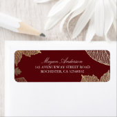 Étiquette Mariage de automne Feuille de Bourgogne et d'or (En situation)