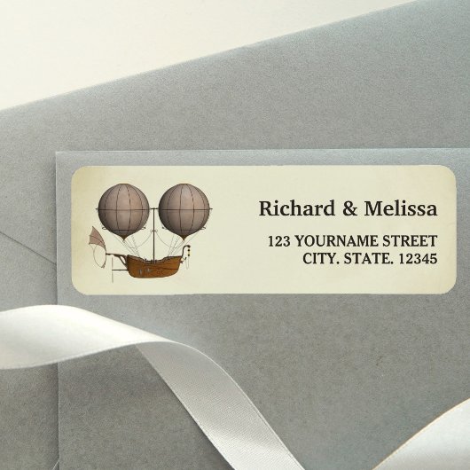 Étiquette Mariage de ballon à air chaud vintage