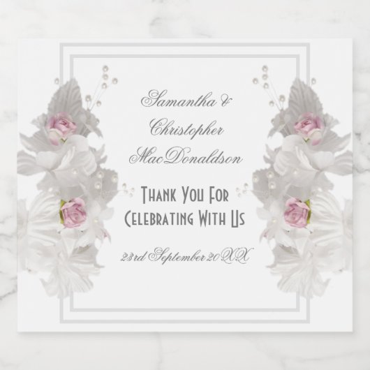 Étiquette mariage de bouquet à fleurs blanches (Étiquettes simples)