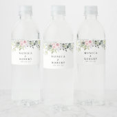 Étiquette Mariage de bouteille d'eau rose verdure (Bouteilles)