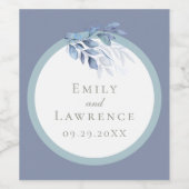 Étiquette Mariage de bouteilles de vin bleu ardois (Étiquettes simples)