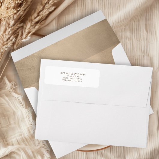 Étiquette Mariage de calligraphie moderne Faux Gold Adresse