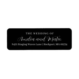 Étiquette Mariage de calligraphie noir blanc Adresse de reto