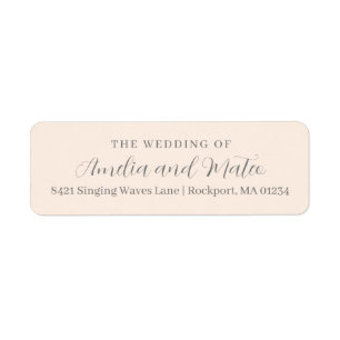 Étiquette Mariage de calligraphie rose pâle Adresse de retou
