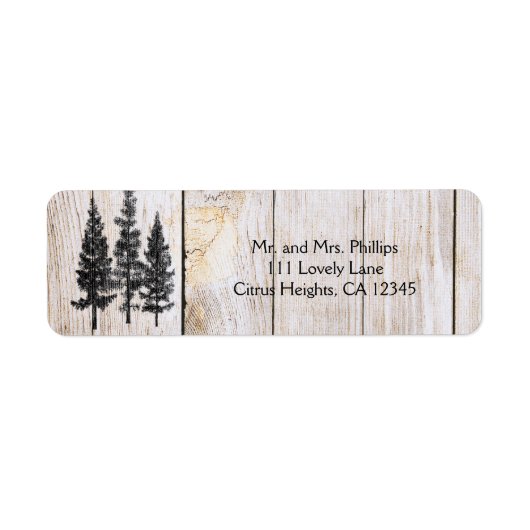 Étiquette Mariage de campagne en bois simple rustique avec d (Devant)