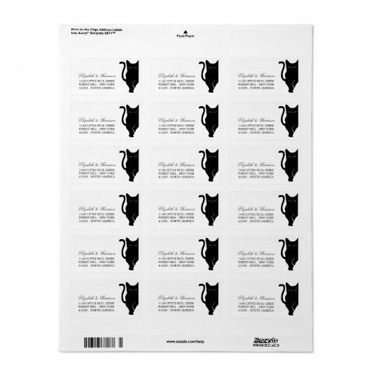 Étiquette Mariage de chat noir Whimsical moderne (Feuille entière)