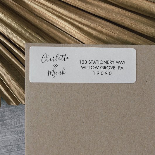 Étiquette Mariage de coeur tiré à la main