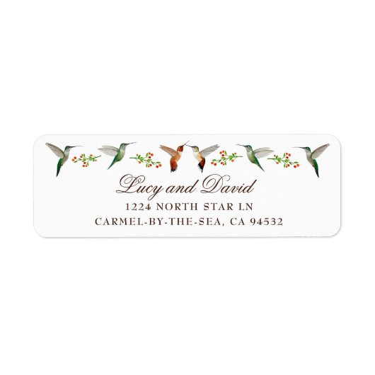 Étiquette Mariage de colibri (Devant)