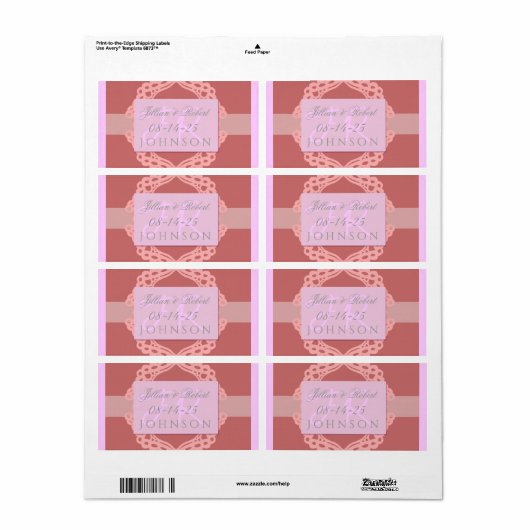 Étiquette Mariage de conception dentelle (Feuille entière)