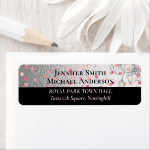 Étiquette Mariage de Confetti en argent noir rose Rosegold