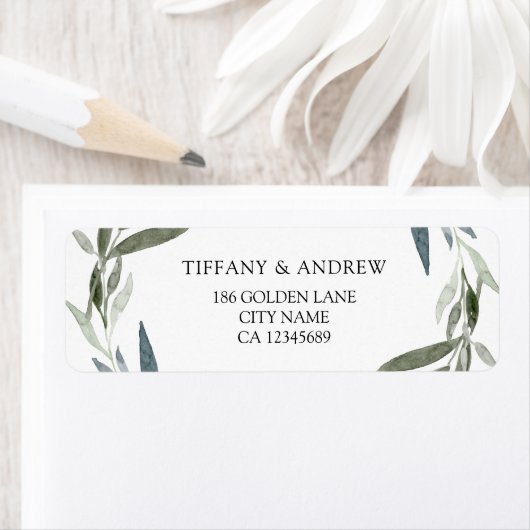 Étiquette Mariage de couronnes vertes moderne (En situation)