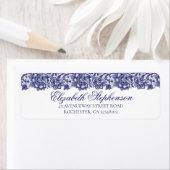 Étiquette Mariage de dentelle bleu marine (En situation)