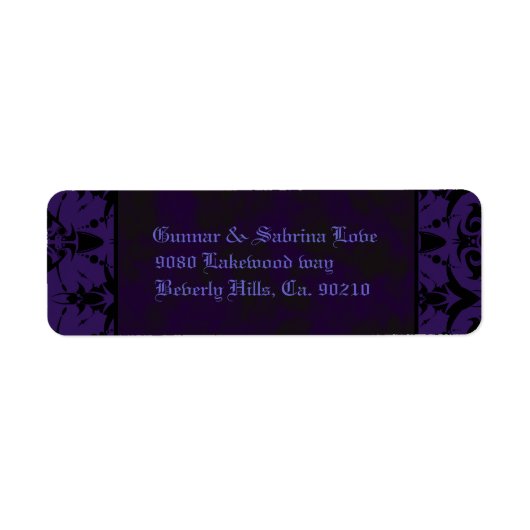 Étiquette Mariage de dentelle violet et noire (Devant)