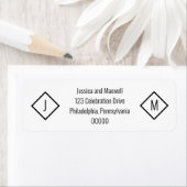 Étiquette Mariage de diamant BW moderne simple géométrique (En situation)