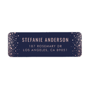 Étiquette Mariage de Faux Rose Gold Foil Confetti Dots