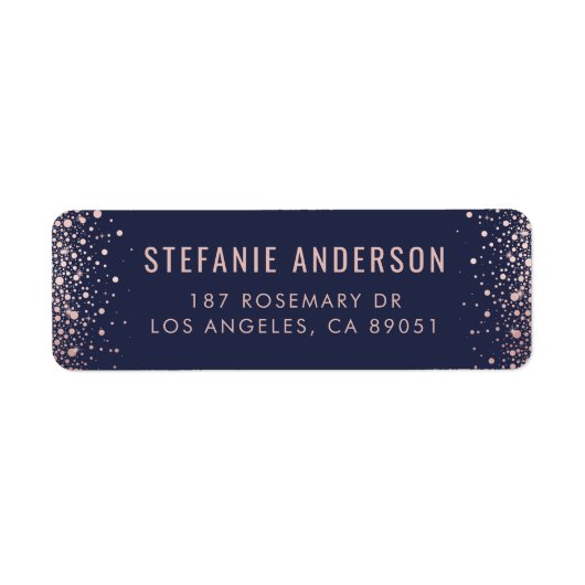 Étiquette Mariage de Faux Rose Gold Foil Confetti Dots (Devant)