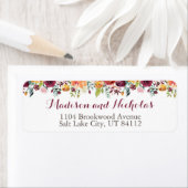 Étiquette Mariage de fleurs automnales Adresse de retour Éti (En situation)