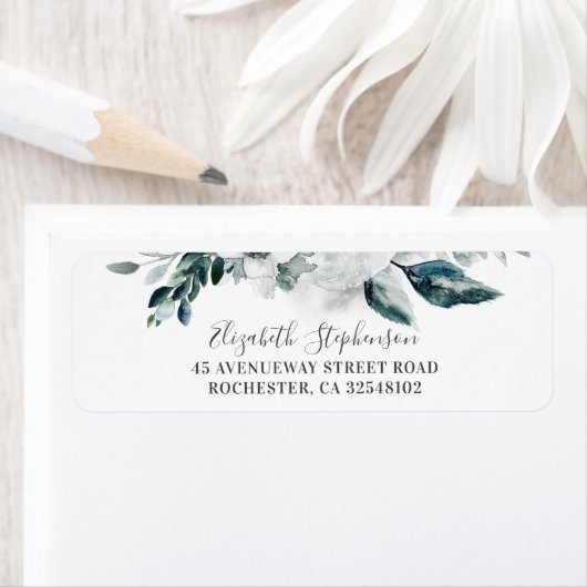 Étiquette Mariage de fleurs d'aquarelle blanche (En situation)