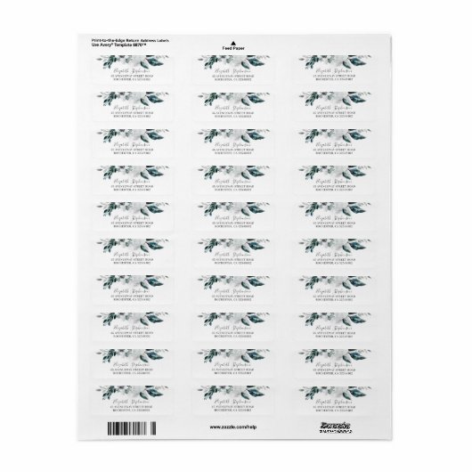 Étiquette Mariage de fleurs d'aquarelle blanche (Feuille entière)