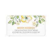 Étiquette mariage de fleurs d'aquarelle jaune (Devant)