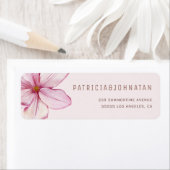 Étiquette Mariage de fleurs de magnolia rose aquarelle (En situation)