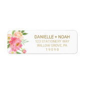 Étiquette Mariage de fleurs de tourbe rose et de poitrine ro (Devant)