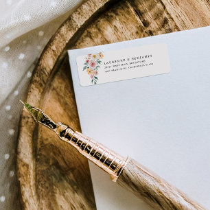 Étiquette Mariage de fleurs douces adresse de retour étiquet
