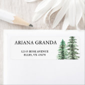 Étiquette Mariage de forêt de pins d'aquarelle (En situation)