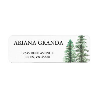 Étiquette Mariage de forêt de pins d'aquarelle
