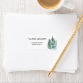 Étiquette Mariage de forêt de pins d'aquarelle (En situation)