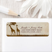 Étiquette Mariage de girafe d'Afrique Brown et ivoirienne (En situation)