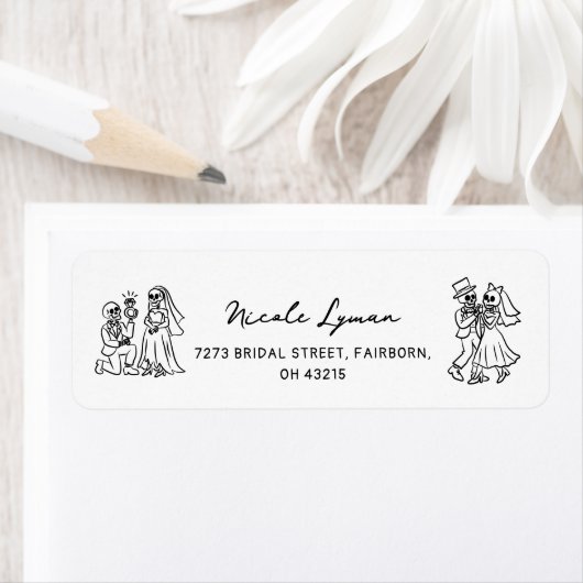 Étiquette Mariage de Halloween Fantaisiste Dessiné à la Main (En situation)